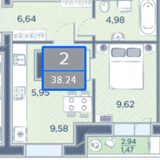 Квартира 38,6 м², 2-комнатная - изображение 3