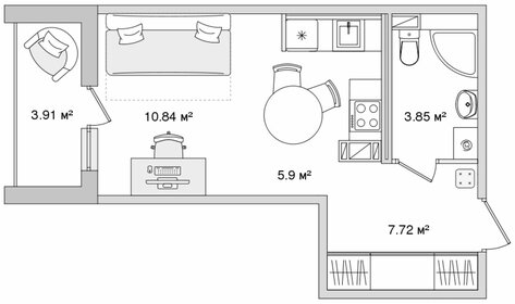 Квартира 32,2 м², студия - изображение 1