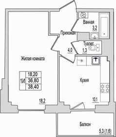 Квартира 38,4 м², 1-комнатная - изображение 1