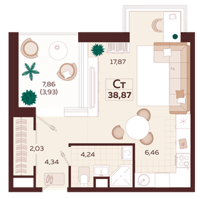 40,3 м², 1-комнатная квартира 20 830 000 ₽ - изображение 12