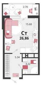 26,8 м², 1-комнатная квартира 4 549 200 ₽ - изображение 16