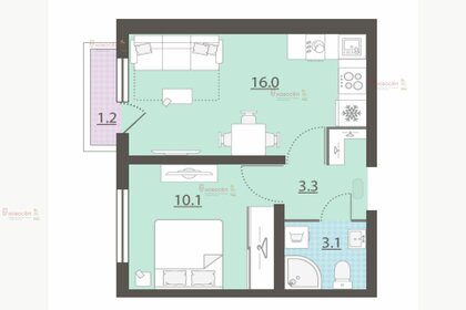 Квартира 32,9 м², 1-комнатная - изображение 1