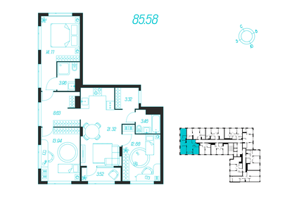 Квартира 85,6 м², 3-комнатная - изображение 1