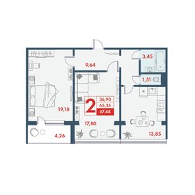 67,5 м², 2-комнатная квартира 5 465 880 ₽ - изображение 54