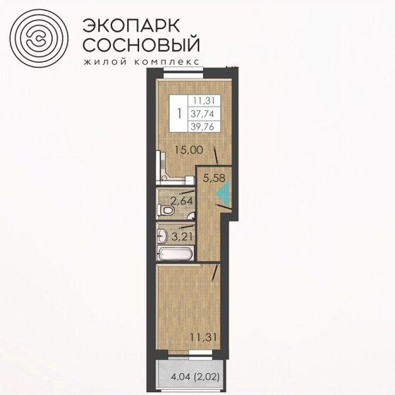 37,6 м², 1-комнатная квартира 5 086 489 ₽ - изображение 1