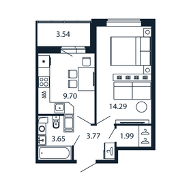 35 м², 1-комнатная квартира 5 873 888 ₽ - изображение 73