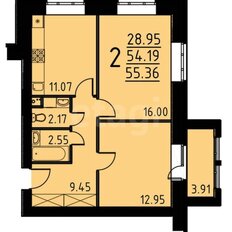Квартира 54,5 м², 2-комнатная - изображение 1