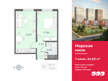 Квартира 34,6 м², 1-комнатная - изображение 1