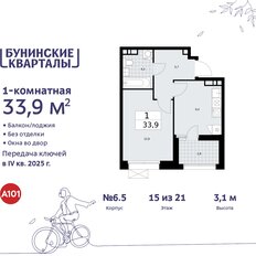 Квартира 33,9 м², 1-комнатная - изображение 3