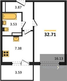 32,7 м², 1-комнатная квартира 3 434 550 ₽ - изображение 1