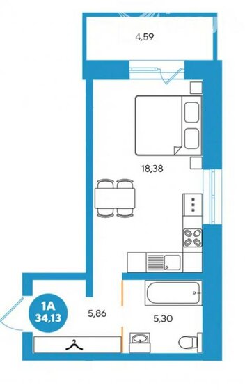 34,1 м², квартира-студия 3 600 000 ₽ - изображение 1