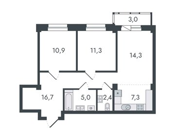 Квартира 70,9 м², 3-комнатная - изображение 1