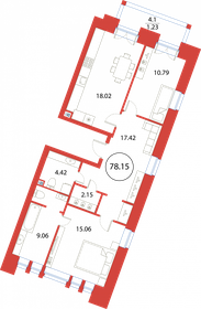 70 м², 3-комнатная квартира 12 699 000 ₽ - изображение 142