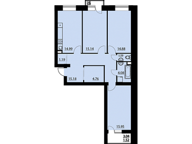 Квартира 89,5 м², 3-комнатная - изображение 1