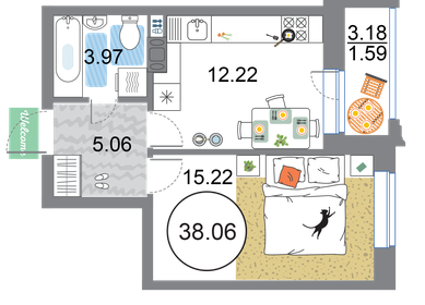 41 м², 1-комнатная квартира 11 999 000 ₽ - изображение 63