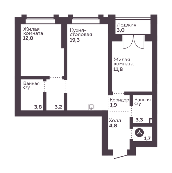 44,3 м², 2-комнатная квартира 9 905 263 ₽ - изображение 42