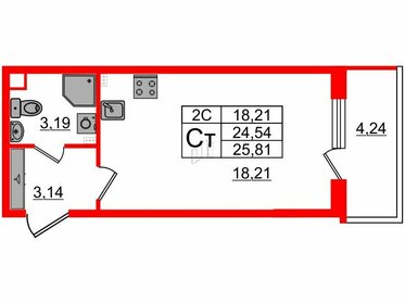 Квартира 24,5 м², студия - изображение 1