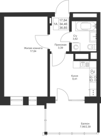 36,9 м², 1-комнатная квартира 6 499 680 ₽ - изображение 56