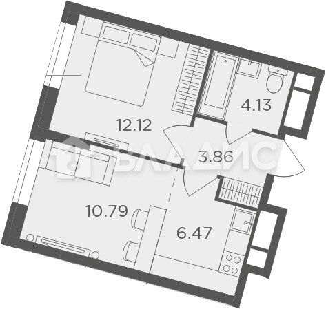 37,4 м², 1-комнатная квартира 15 950 000 ₽ - изображение 1