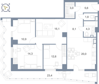 120,1 м², 3-комнатная квартира 8 460 000 ₽ - изображение 61