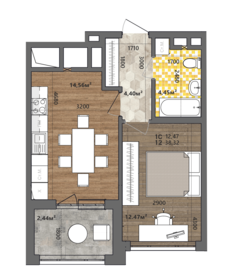 Квартира 38,3 м², 1-комнатная - изображение 1