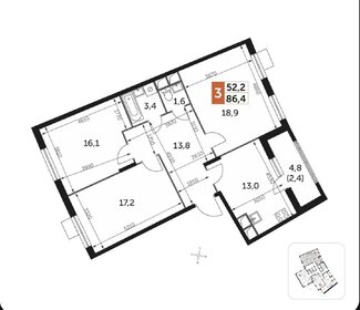 Квартира 87 м², 3-комнатная - изображение 1