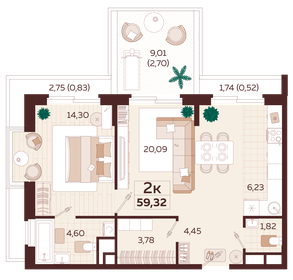 55,3 м², 2-комнатная квартира 27 070 000 ₽ - изображение 22