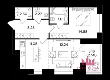 Квартира 57,5 м², 2-комнатная - изображение 1