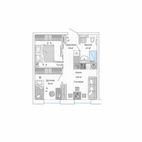 Квартира 42,9 м², 2-комнатная - изображение 1