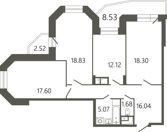 90,5 м², 3-комнатная квартира 11 700 000 ₽ - изображение 87