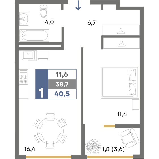 41,7 м², 1-комнатная квартира 5 212 500 ₽ - изображение 61