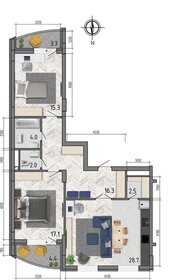 Квартира 89,8 м², 3-комнатная - изображение 1