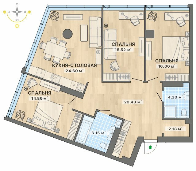 104 м², 3-комнатные апартаменты 22 900 000 ₽ - изображение 1