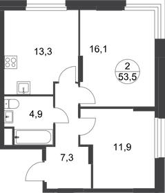 Квартира 53,5 м², 2-комнатная - изображение 1