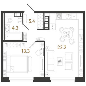 45,2 м², 1-комнатная квартира 16 814 876 ₽ - изображение 23