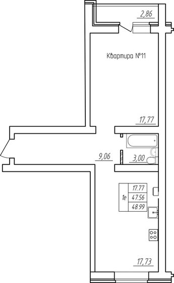 49 м², 1-комнатная квартира 2 797 329 ₽ - изображение 1