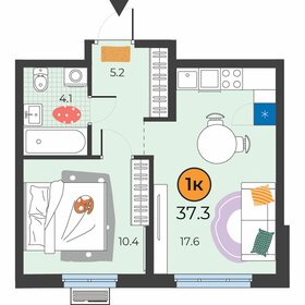 40,7 м², 1-комнатная квартира 5 500 000 ₽ - изображение 76
