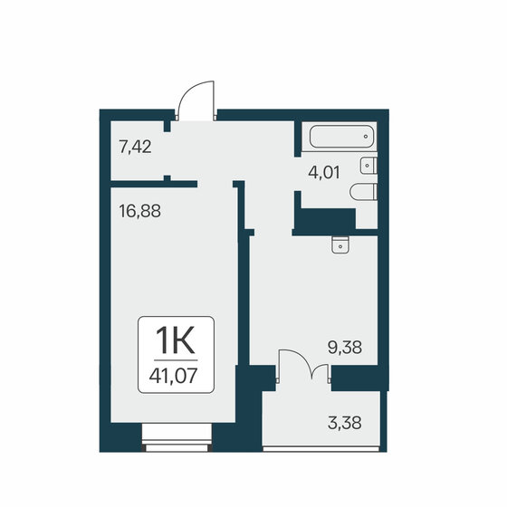 41,1 м², 1-комнатная квартира 7 950 000 ₽ - изображение 1