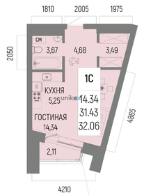 Квартира 32,1 м², 1-комнатная - изображение 1