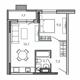 40 м², 1-комнатная квартира 6 600 000 ₽ - изображение 1