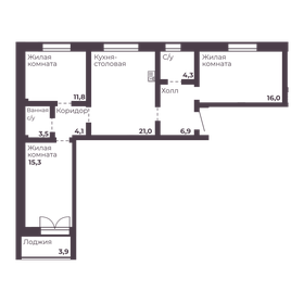 Квартира 82,9 м², 3-комнатная - изображение 1