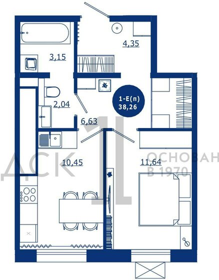 38,3 м², 1-комнатная квартира 6 150 000 ₽ - изображение 1