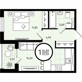 35,4 м², 1-комнатная квартира 4 761 100 ₽ - изображение 59