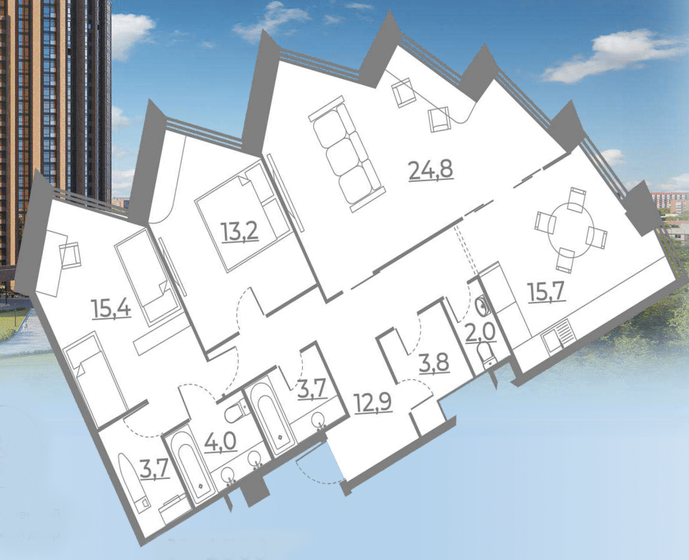 99,4 м², 3-комнатные апартаменты 28 200 000 ₽ - изображение 1