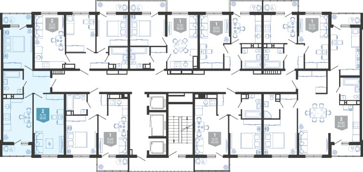 59,3 м², 2-комнатная квартира 10 674 000 ₽ - изображение 1