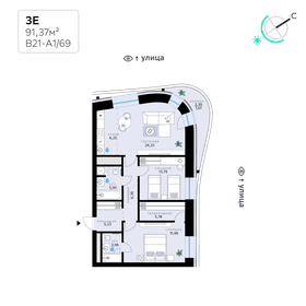 Квартира 91,4 м², 3-комнатная - изображение 1