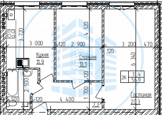 54,9 м², 2-комнатная квартира 10 500 000 ₽ - изображение 40