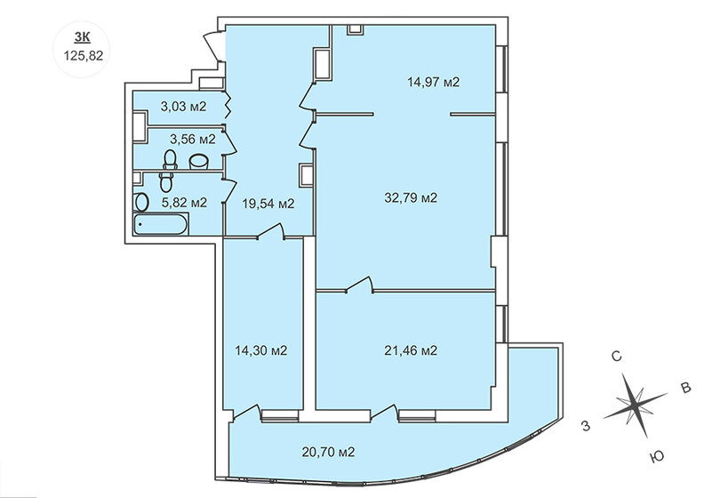125,8 м², 3-комнатная квартира 28 938 600 ₽ - изображение 1