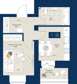 30,6 м², 1-комнатная квартира 2 500 000 ₽ - изображение 58