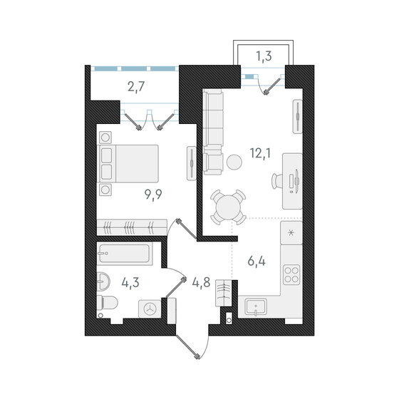 37,5 м², 2-комнатная квартира 8 550 000 ₽ - изображение 1